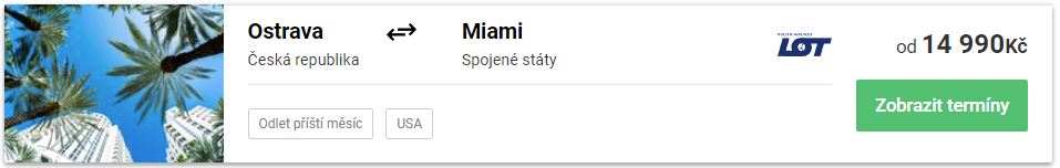 LOT letenky ostrava miami