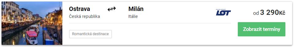 LOT letenky ostrava milan